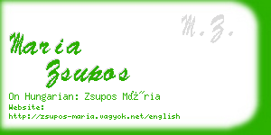 maria zsupos business card